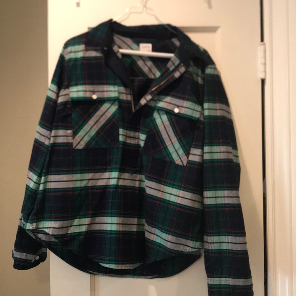 Jcrew half-zip plaid flannel